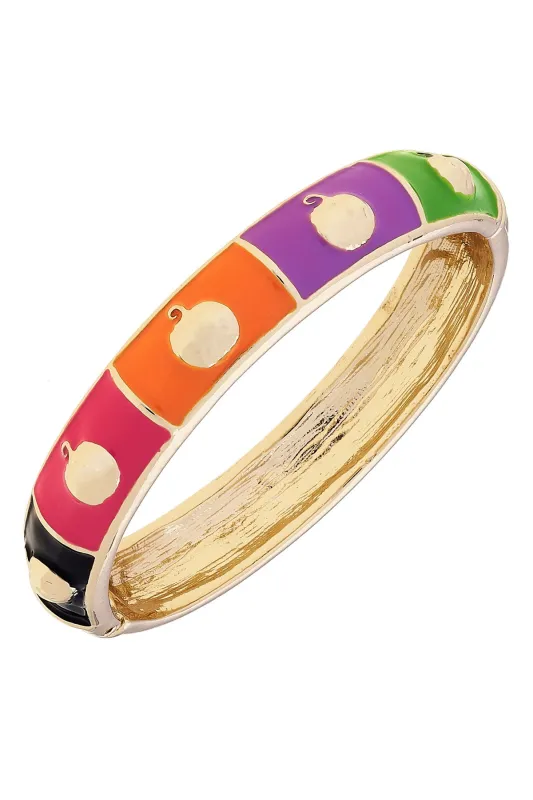 Pumpkin Party Sculpted Enamel Bangle in Multi sold by Canvas Style