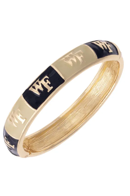 Wake Forest Demon Deacons Sculpted Enamel Checkered Hinge Bangle in Black/Gold sold by Canvas Style