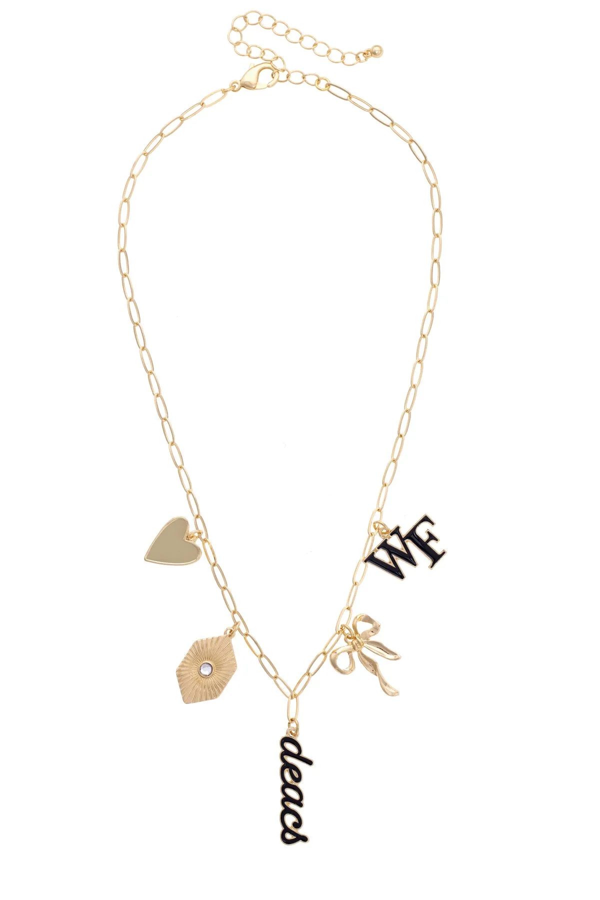 Wake Forest Demon Deacons Paper Clip Charm Collector Necklace in Shiny Gold sold by Canvas Style