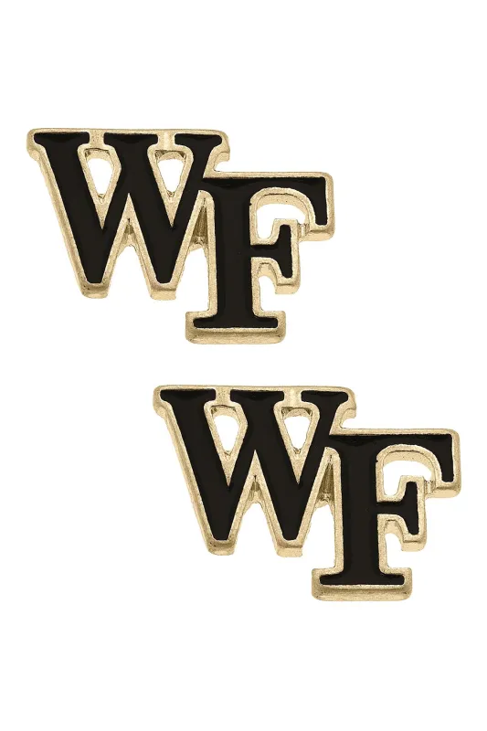 Wake Forest Demon Deacons Enamel Logo Stud Earrings in Shiny Gold sold by Canvas Style