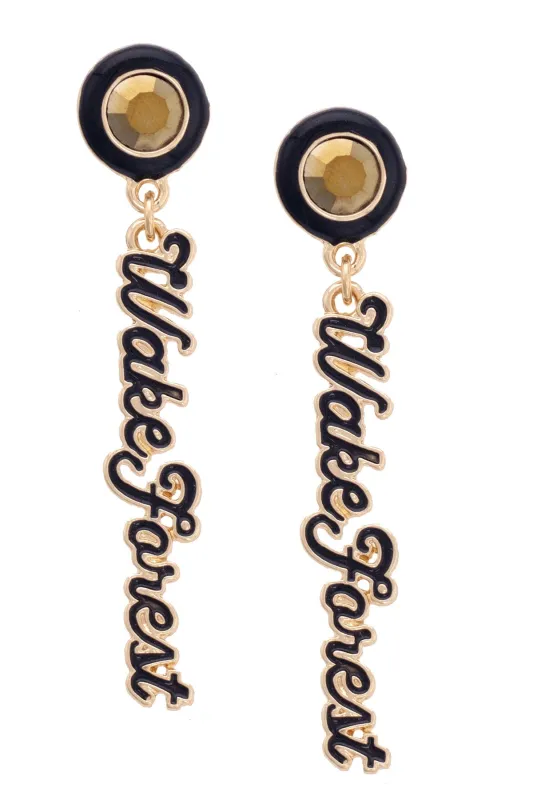 Wake Forest Demon Deacons Autograph Enamel Earrings in Black sold by Canvas Style