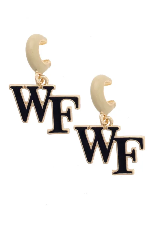 Wake Forest Demon Deacons Enamel Logo Huggie Hoop Earrings in Grey sold by Canvas Style