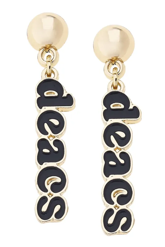 Wake Forest Demon Deacons Slogan Earrings in Black/Shiny Gold sold by Canvas Style
