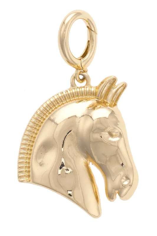 Horse Bust Pendant Charm in Shiny Gold sold by Canvas Style