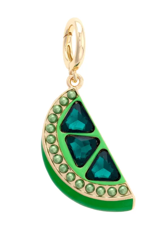 Pave Lime Wedge Pendant Charm in Green sold by Canvas Style