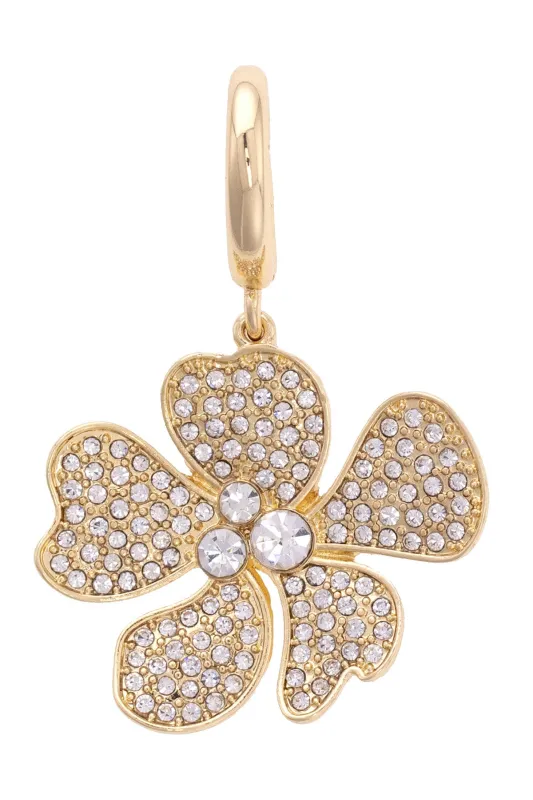 Rhinestone Flower Pendant Charm in Shiny Gold sold by Canvas Style
