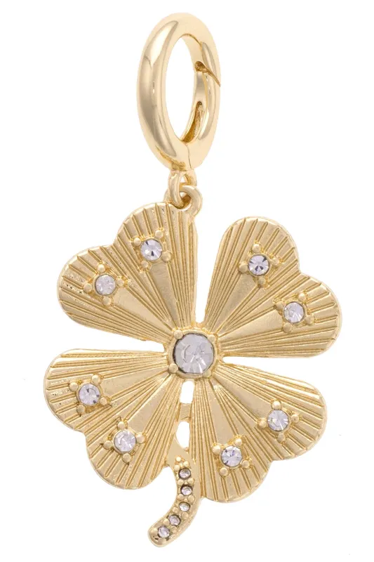 Pave Clover Pendant Charm in Shiny Gold sold by Canvas Style