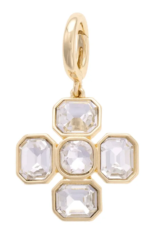 Rhinestone Cross Pendant Charm in Shiny Gold sold by Canvas Style