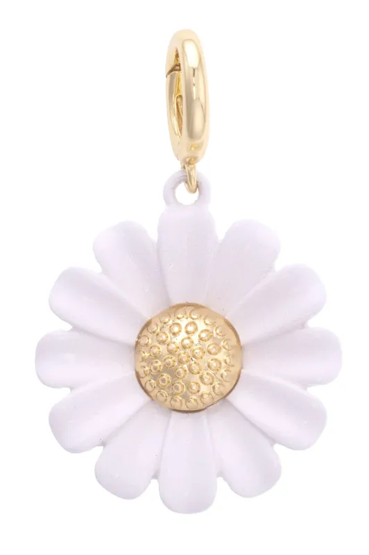 Daisy Enamel Pendant Charm in White sold by Canvas Style