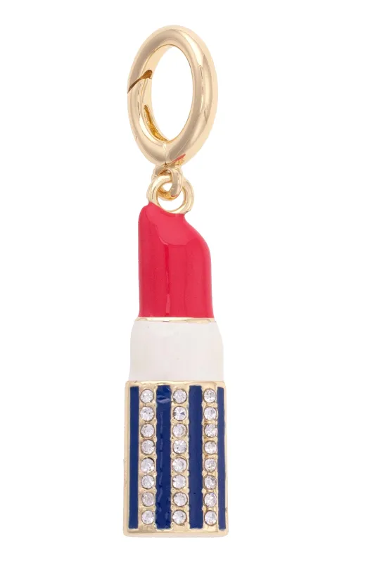 Lipstick Enamel Pendant Charm in Fuchsia/Navy/White sold by Canvas Style