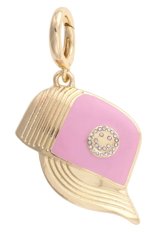 Smiley Face Trucker Hat Pendant Charm in Light Pink made by Canvas Style