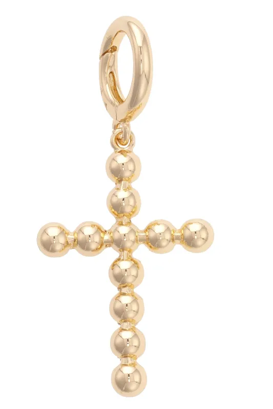 Beaded Cross Pendant Charm in Shiny Gold sold by Canvas Style