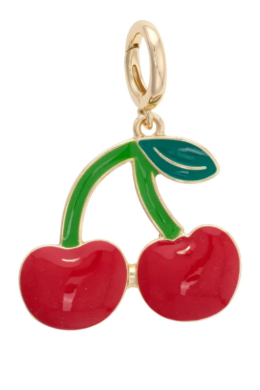Cherries Enamel Pendant Charm in Red & Green sold by Canvas Style