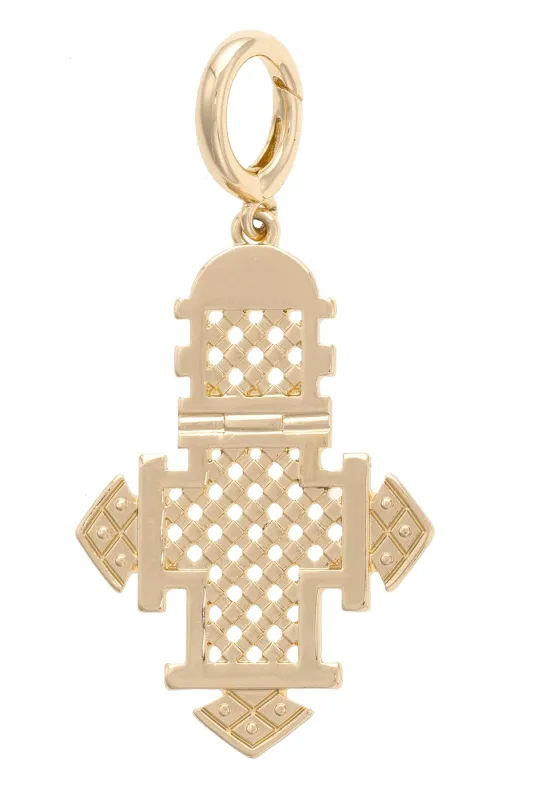 Ethiopian Cross Pendant Charm in Shiny Gold sold by Canvas Style