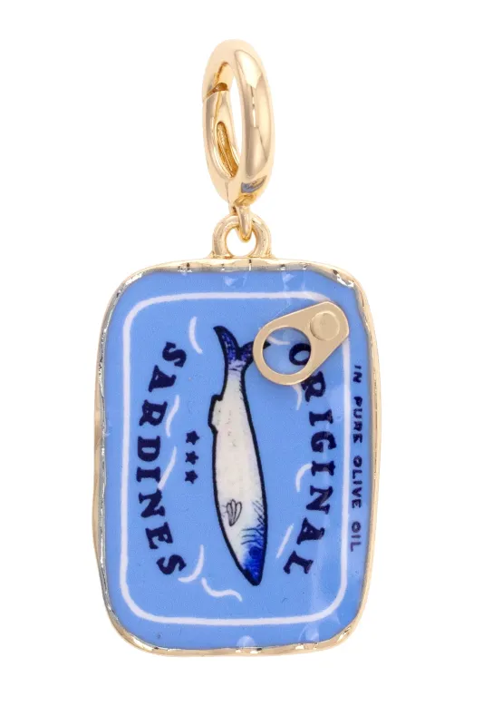 Sardine Tin Enamel Pendant Charm in Blue sold by Canvas Style