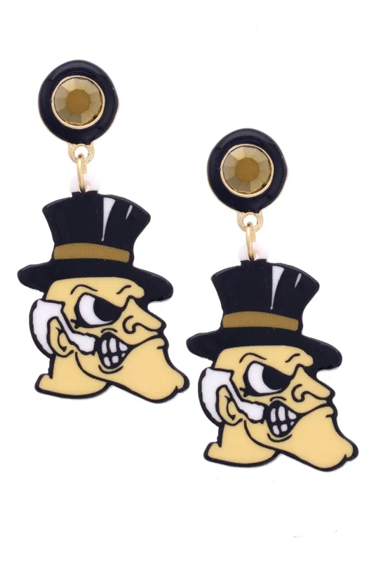 Wake Forest Demon Deacons Resin Mascot Earrings in Gold sold by Canvas Style