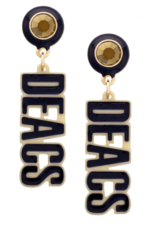 Wake Forest Demon Deacons Resin Block Letter Earrings in Gold sold by Canvas Style