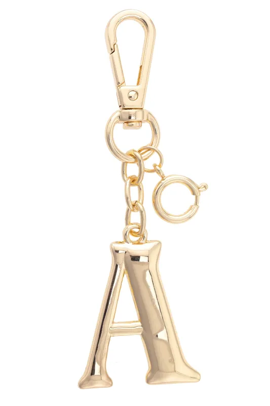 Letter Initial Bag Charm in Shiny Gold sold by Canvas Style