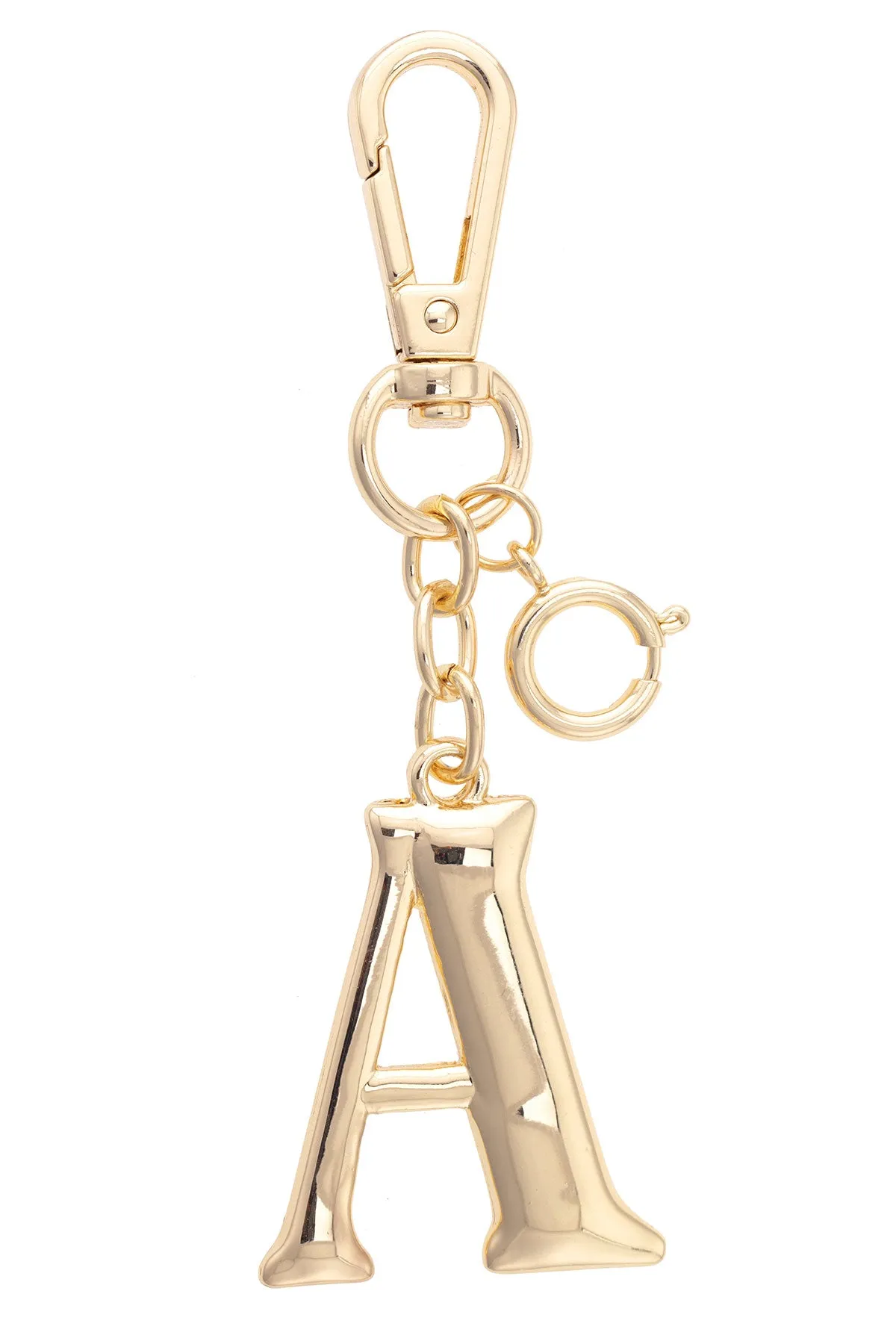 Letter Initial Bag Charm in Shiny Gold sold by Canvas Style