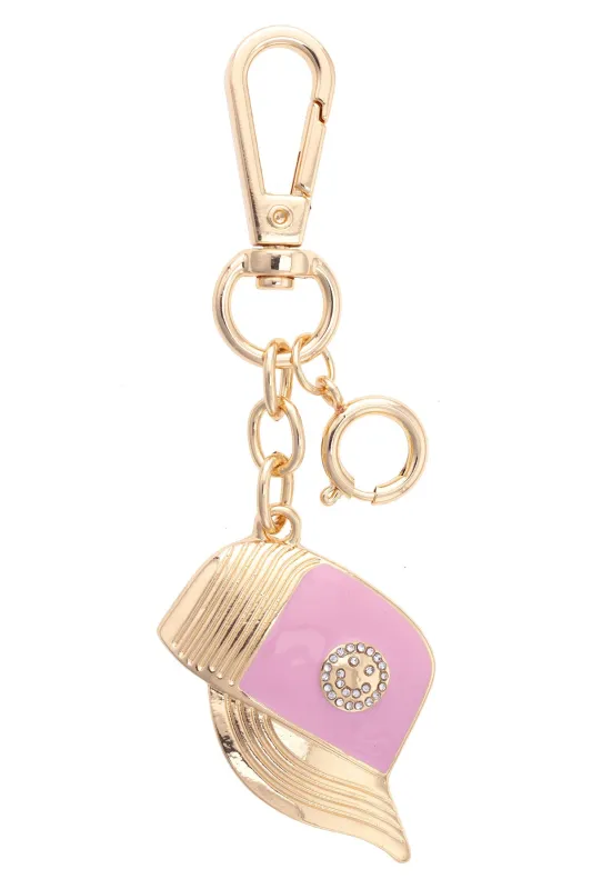 Smiley Face Trucker Hat Bag Charm in Light Pink sold by Canvas Style