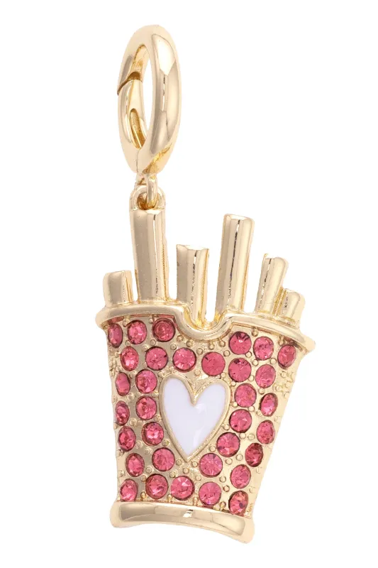 Pave French Fries Pendant Charm in Pink sold by Canvas Style
