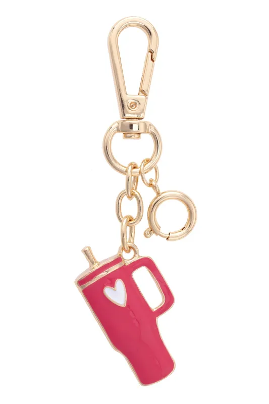 Travel Tumbler Cup Bag Charm in Fuchsia sold by Canvas Style