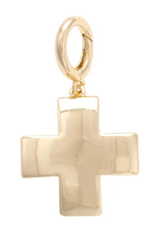 Square Cross Pendant Charm in Shiny Gold sold by Canvas Style