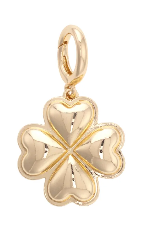 Heart Shaped Clover Pendant Charm in Shiny Gold sold by Canvas Style