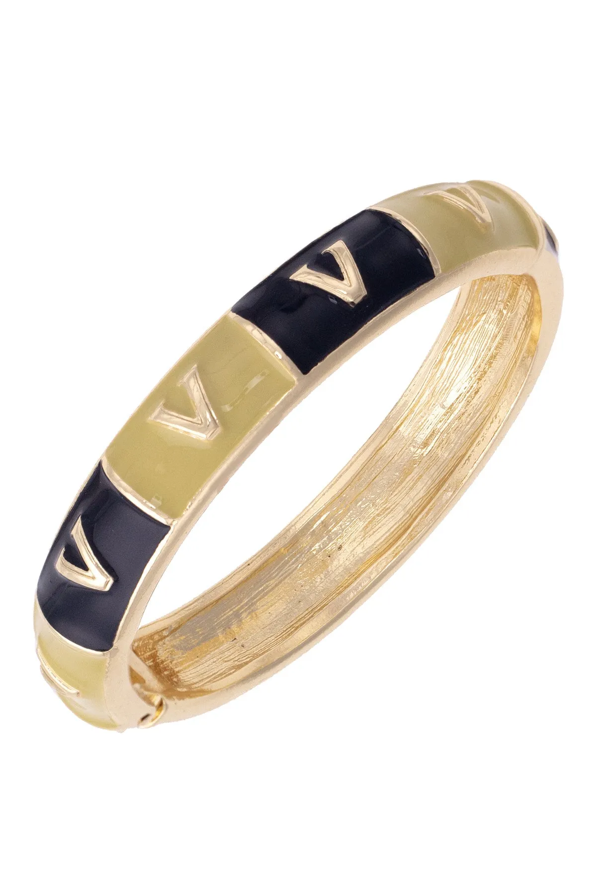 Vanderbilt Commodores Sculpted Enamel Checkered Hinge Bangle in Black/Gold sold by Canvas Style