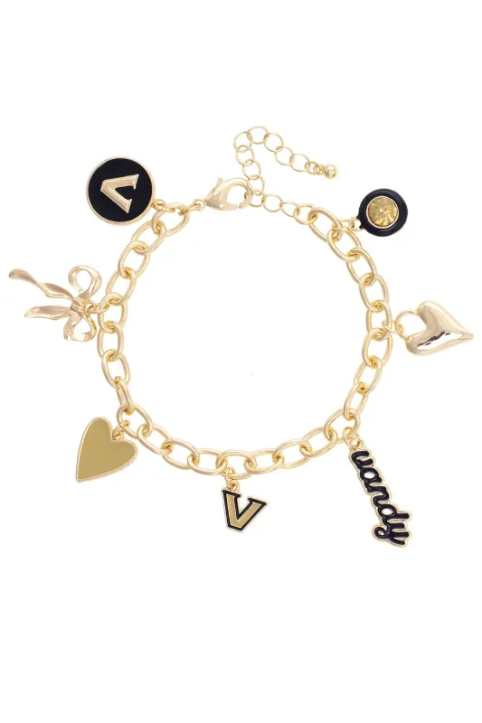 Vanderbilt Commodores Enamel Icons Charm Bracelet in Shiny Gold sold by Canvas Style