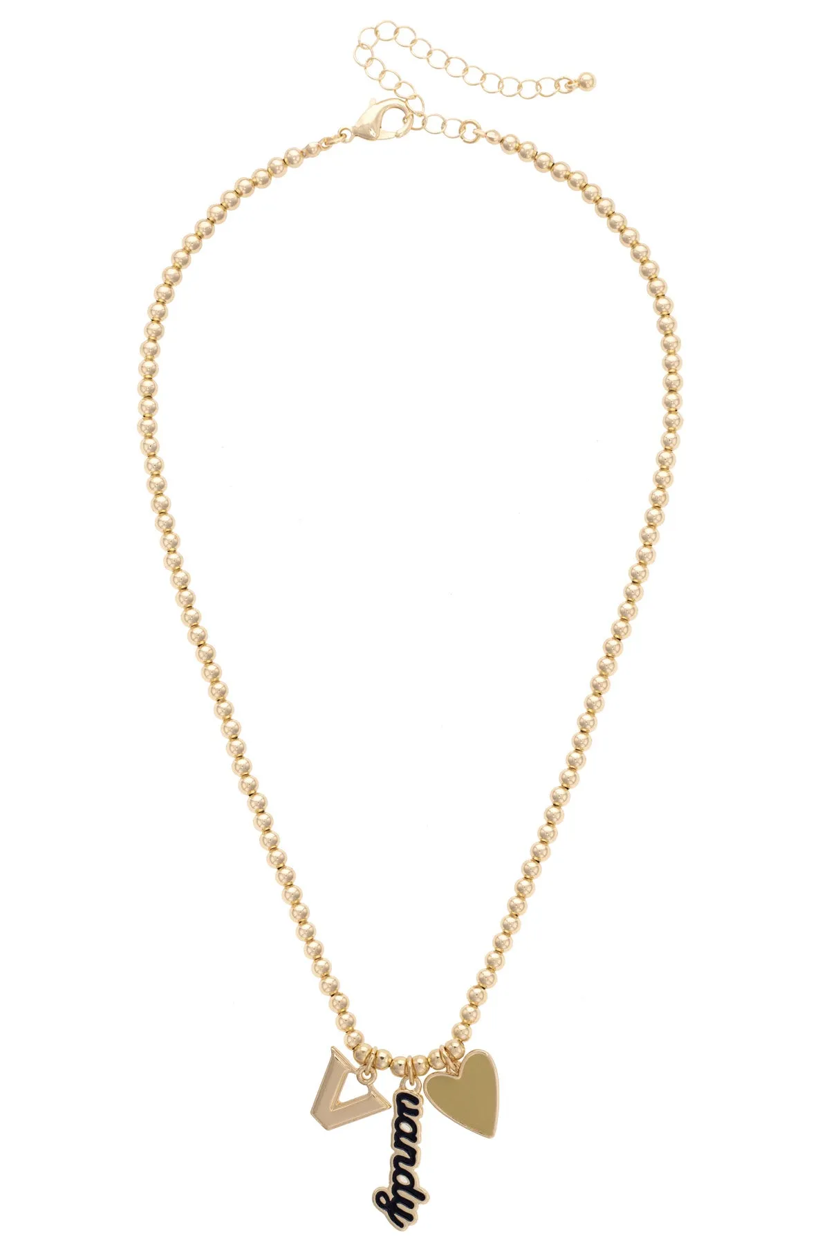 Vanderbilt Commodores Ball Bead Charm Necklace in Shiny Gold sold by Canvas Style