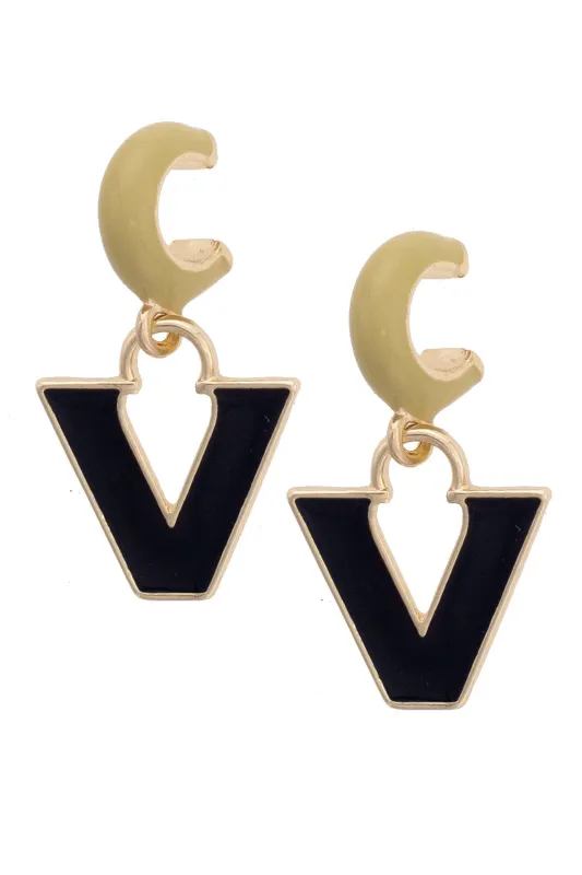 Vanderbilt Commodores Enamel Logo Huggie Hoop Earrings in Gold sold by Canvas Style