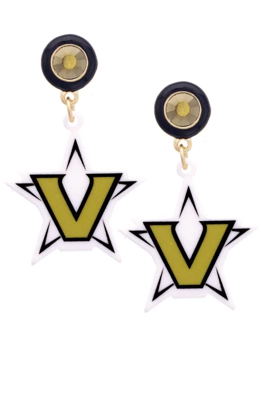 Vanderbilt Commodores Resin Mascot Earrings in Black/Gold sold by Canvas Style