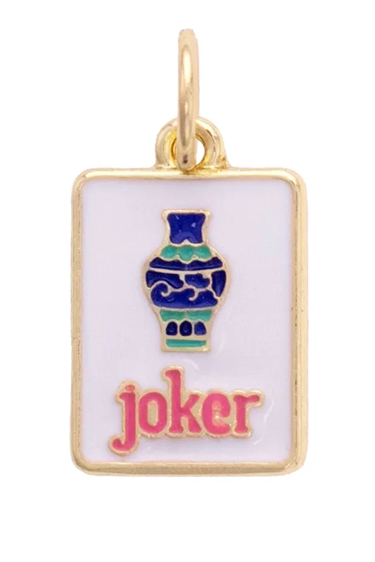 Joker Mahjong Tile Charm in White, Blue, & Pink sold by Canvas Style