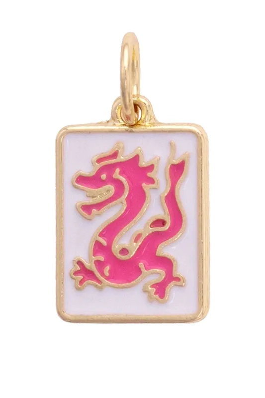 Dragon Mahjong Tile Charm in White & Pink sold by Canvas Style