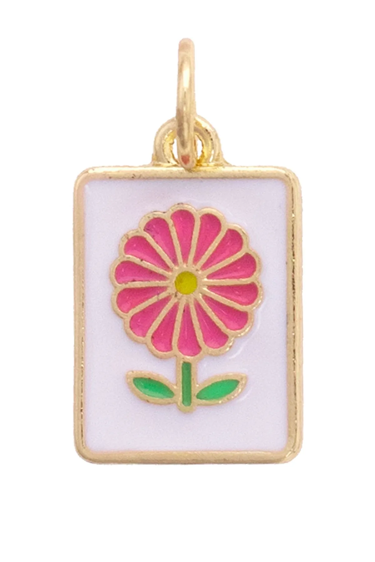 Flower Mahjong Tile Charm in White & Pink sold by Canvas Style