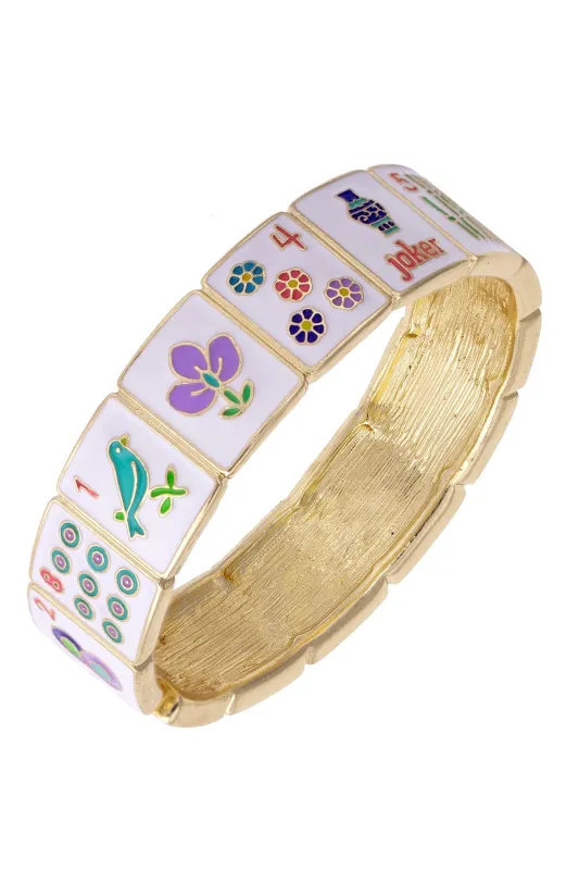 Going Mahjong! Enamel Hinge Bangle in Multi made by Canvas Style
