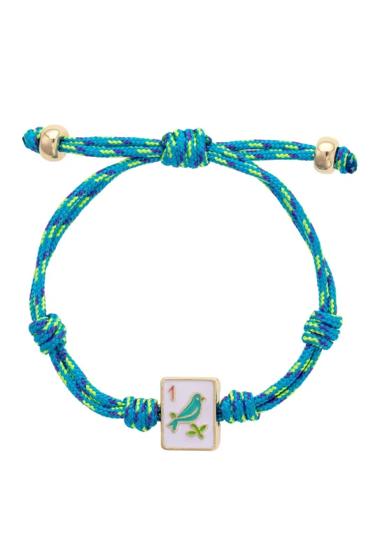 Sparrow Mahjong Tile Paracord Bracelet in Blue Multi sold by Canvas Style