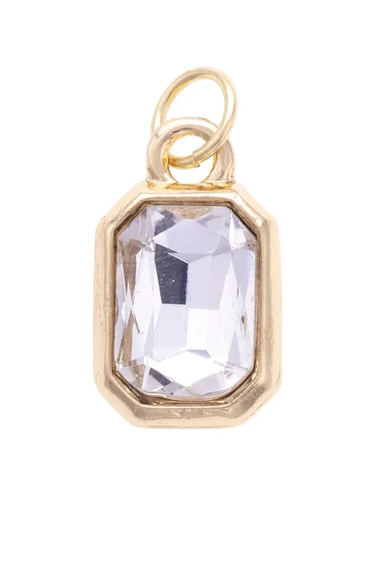 Emerald Cut Rhinestone Charm in Clear sold by Canvas Style