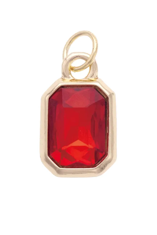 Emerald Cut Rhinestone Charm in Red sold by Canvas Style