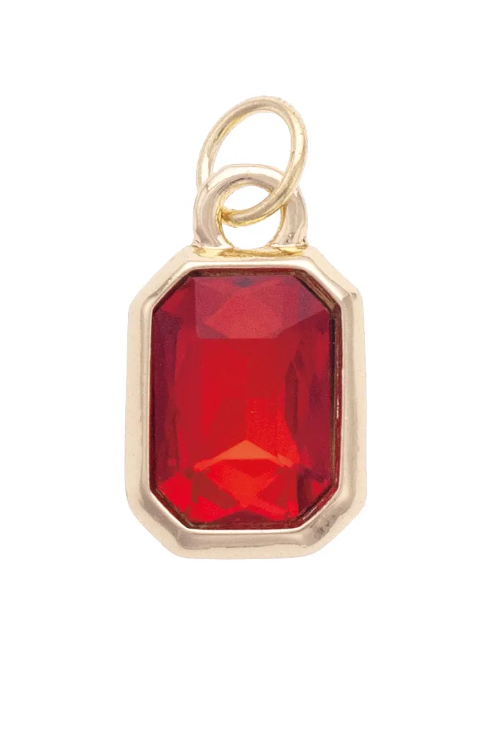 Emerald Cut Rhinestone Charm in Red sold by Canvas Style