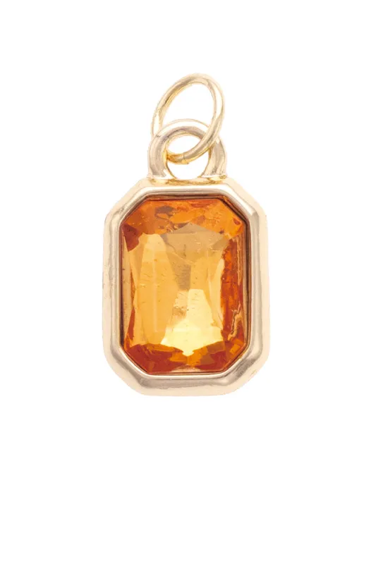 Emerald Cut Rhinestone Charm in Orange sold by Canvas Style