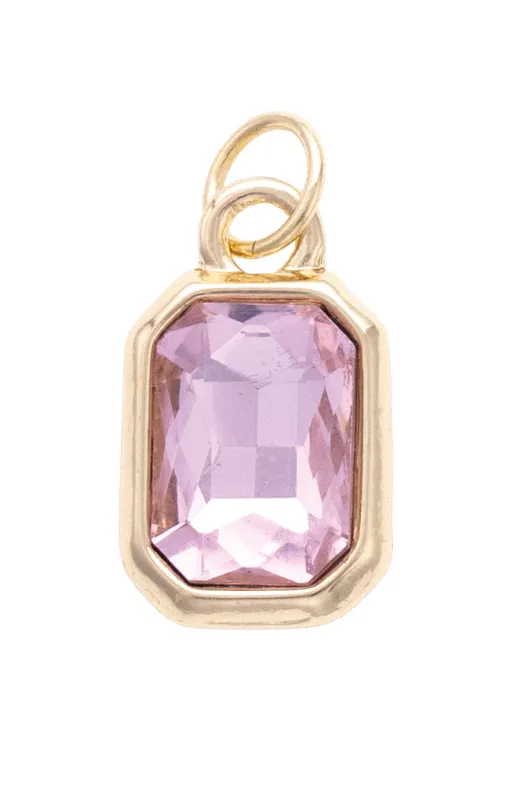 Emerald Cut Rhinestone Charm in Light Pink sold by Canvas Style