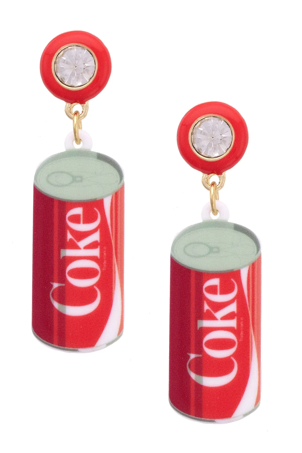 Rhinestone Resin Coke Can Earrings in Red/Grey sold by Canvas Style
