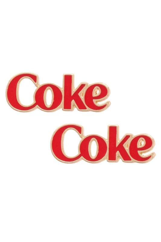 Coke Enamel Logo Stud Earrings in Red sold by Canvas Style