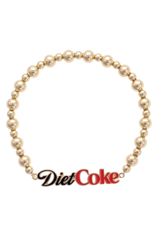 Diet Coke Logo Stretch Bracelet in Black/Red/Shiny Gold made by Canvas Style