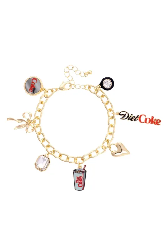 Diet Coke Icons Charm Bracelet in Shiny Gold made by Canvas Style