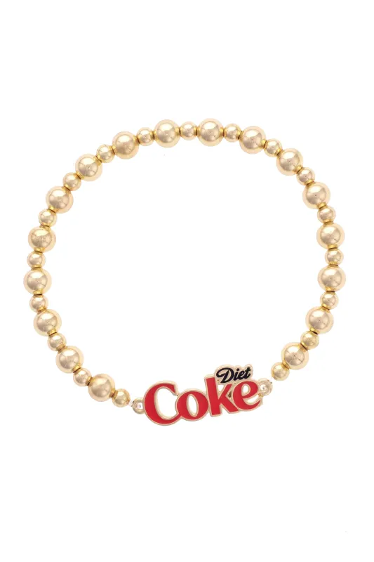 Diet Coke Enamel Logo Stretch Bracelet in Red/Black/Shiny Gold made by Canvas Style