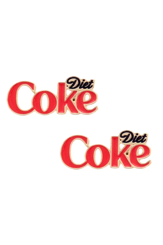 Diet Coke Enamel Logo Stud Earrings in Red/Black sold by Canvas Style