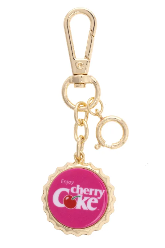 Cherry Coke Bottle Cap Bag Charm in Fuchsia sold by Canvas Style